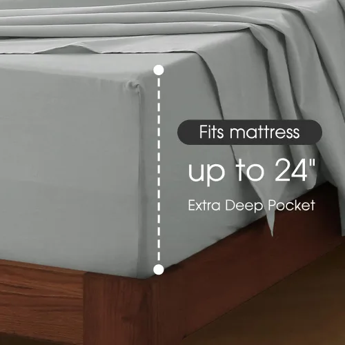 Miniatura 3 de HYPREST Juego de sábanas de bolsillo extra profundo tamaño queen, se ajusta a colchones de 18"-24" de grosor - Juego de sábanas de algodón 100%