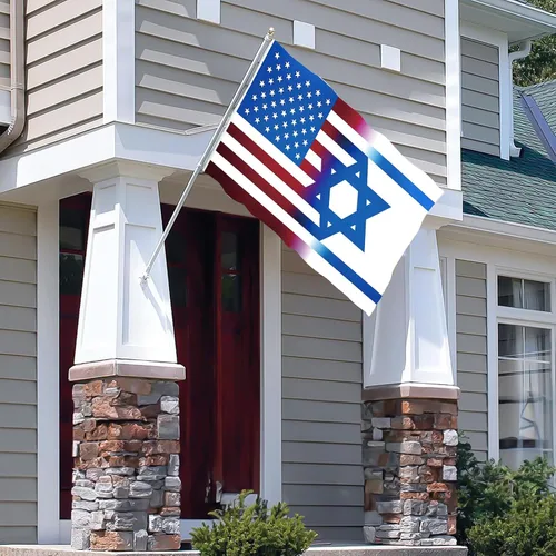 Miniatura 2 de Bandera estadounidense de la amistad israelí de 2 x 3 pies para decoración de habitaciones al aire libre, bordes de doble costura y 2 ojales de 1