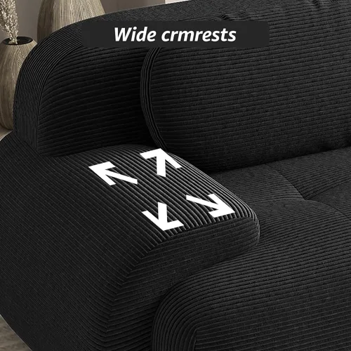 Miniatura 5 de Sofá biplaza moderno de 80 pulgadas para sala de estar, sofá de pana en forma de nube con asiento profundo, sofá modular negro, sofás de dos plazas
