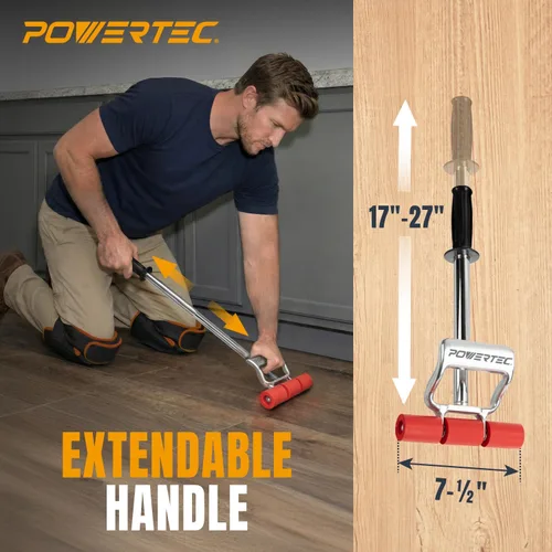 Miniatura 2 de POWERTEC Rodillo Extensible para Piso y Pared para Pisos de Vinilo, Rodillo para Azulejos y Linóleo con Mango Extensible de 17" a 27", 7.5" de Ancho