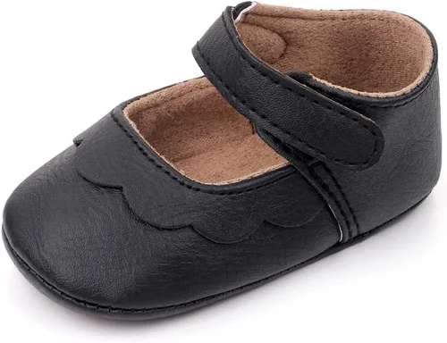Zapatos planos Mary Jane para bebés y niñas, suela suave antideslizante, suela suave, princesa, primeros pasos, de piel sintética, zapatos de vestir