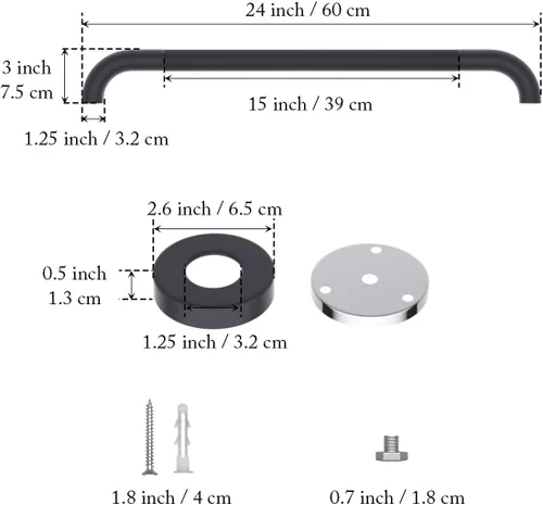 Miniatura 2 de Munzong - Paquete de 2 barras de agarre antideslizantes de 24 pulgadas para ducha, color negro aceitado de 1.25 pulgadas de diámetro, barra
