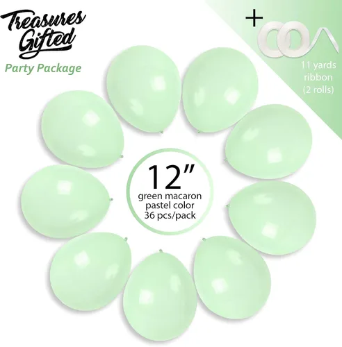 Miniatura 2 de Treasures Gifted Globos verde menta, globos verdes pastel, globos de látex verde pálido mate, globos verde pastel, globos verde claro, globos