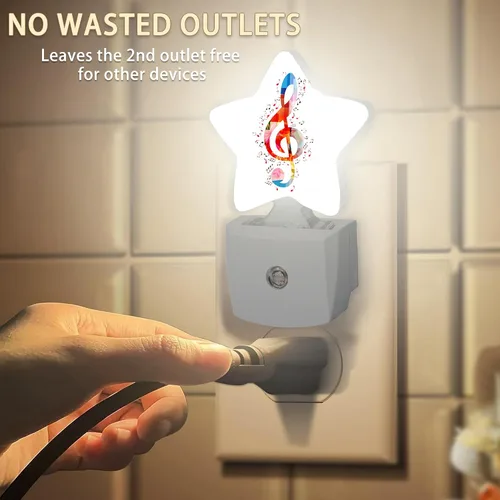 Miniatura 2 de Luces nocturnas con notas de arco iris, lámpara de pared enchufable, sensor inteligente del atardecer al amanecer para decoración del hogar