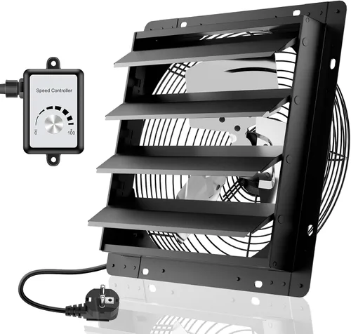 HG Power 350 mm Exhaust Fan with Speed Regulator, Industrial Wall Fan with EC Motor, 2200 m³/h, Wall Fan, Adjustable Aluminium Window Fan for