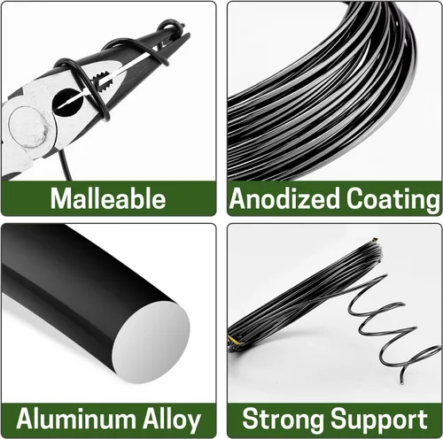 Miniatura 3 de Kit de alambre para bonsái, 4 rollos en total de 64 pies de alambre de entrenamiento de bonsái de aluminio para interiores de 0.039 in, 0.059 in
