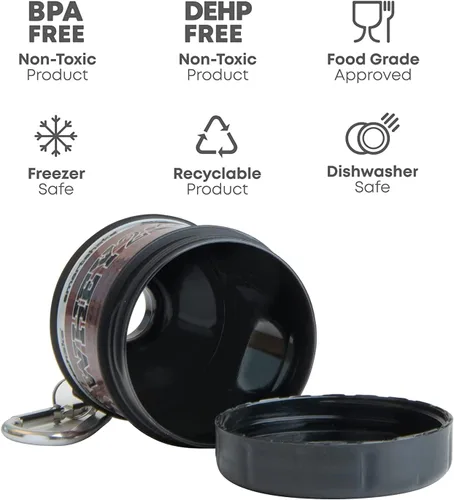 Miniatura 3 de Smartshake Whey2Go - Recipiente de almacenamiento de proteína negra en polvo de 1.76 oz, embudo de botella agitadora sin BPA para proteína de suero