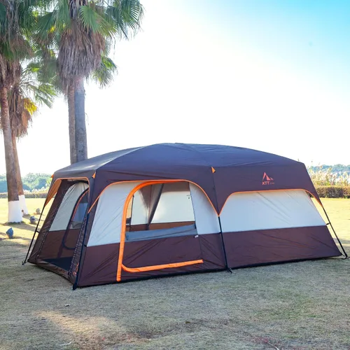 Miniatura 8 de KTT Extra Large Tent 6-10-12-14 Person(A),Family Cabin Tents,2 Rooms,3 Doors and 3 Windows with Mesh,Straight Wall,Waterproof,Double Layer,Big Tent