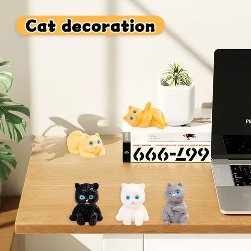 Miniatura 7 de 20 piezas de mini resina de gato diminuto animal miniatura figuras para bricolaje jardín casa de muñecas animales accesorios micro paisaje acuario
