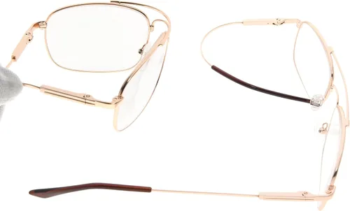 Miniatura 3 de Eyekepper Anteojos de lectura de titanio con memoria para hombre y mujer, puente flexible y lectores de sienes (dorado, +1.25)