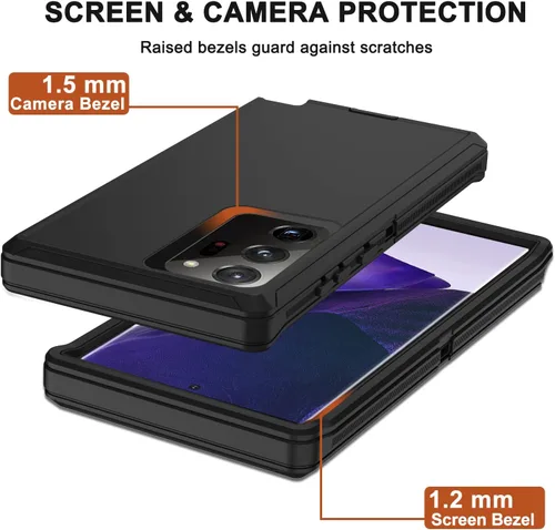 Miniatura 5 de Funda para Galaxy Note 20 Ultra con clip para cinturón, 2 protectores de pantalla, grado militar, cuerpo completo, resistente, a prueba de golpes