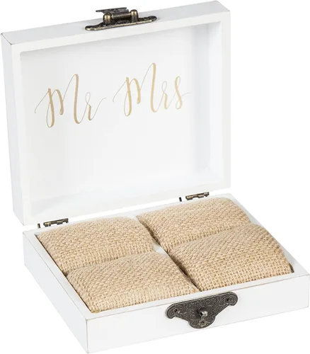 Miniatura 2 de Caja para anillos de Cypress Home, para él y para ella, 5 pulgadas de ancho x 6 pulgadas de profundidad x 2 pulgadas de altura