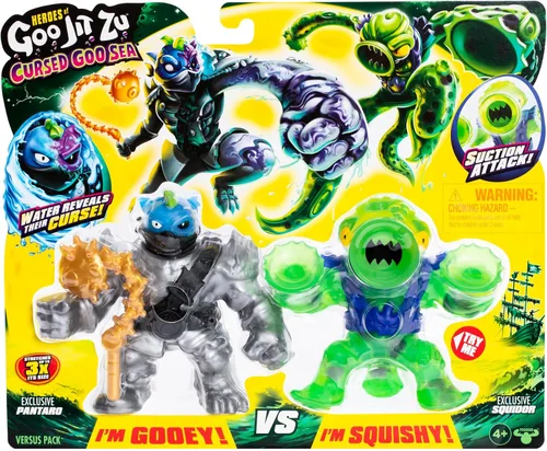 Miniatura 4 de Heroes of Goo Jit Zu Cursed Goo Sea Versus Pack Paquete exclusivo de 2 figuras Pantaro exclusivo con cambio de color en la cara y Squidor