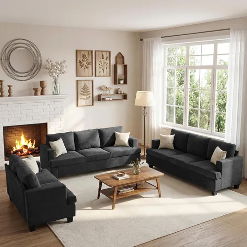 Miniatura 16 de Apicizon Cloud Couches Juegos de Muebles para Sala de Estar, Juego de Sofá Loveseat de 2 Plazas y Sofá de 3 Plazas para Dormitorio, Cómodo Sofá Cama