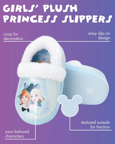 Miniatura 2 de Disney Pantuflas de Frozen para niña Pantuflas peludas de Elsa y Anna con suela antideslizante (bebéniño pequeño)