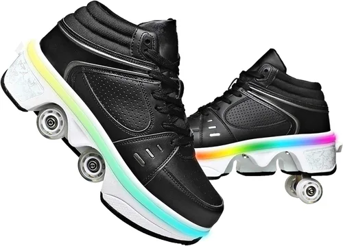 Miniatura 9 de Rueda de deformación de doble hilera Zapatos para caminar automáticos Deformación invisible Patín de ruedas 2 en 1 Patines de polea extraíble