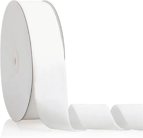 Miniatura 100 de Cinta de terciopelo blanco de 1/4 pulgadas x 20 yardas para decoración de corona de árbol de Navidad, manualidades, adornos hechos a mano, envoltura