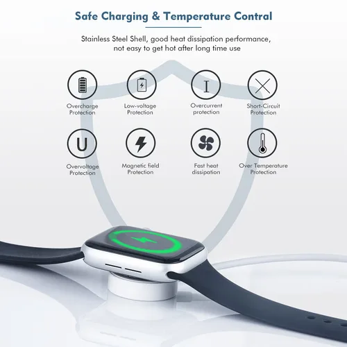 Miniatura 3 de Cargador de reloj para Apple Watch, 1.0 ft/1 pie corto de carga USB A inalámbrico magnético portátil cable de carga iPhone iWatch cable compatible