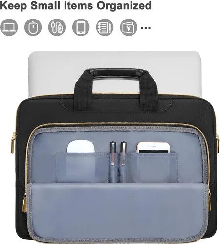 Miniatura 3 de MOSISO Laptop Shoulder Bag, Computer Bags, Laptop Messenge Bag with Front Inverted Trapezoid Quilted Pocket