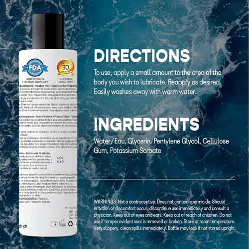 Miniatura 2 de Wet Silver Lubricante a Base de Agua Fórmula Original Premium de Larga Duración Vegano, pH Equilibrado, Hipoalergénico, Libre de Parabenos, Sin