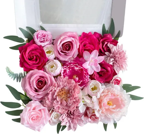 Juego de ramos de flores artificiales, color rosa, para decoración de despedida de soltera, bodas, arreglos florales falsos para centros de mesa de