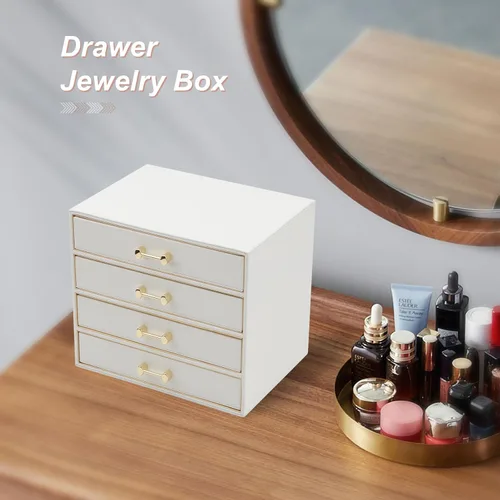 Miniatura 4 de V-LAFUYLIFE Jewelry Organizer,Leather Jewelry Boxes for Women Girls,Stackers Jewelry Box,Jewelry Case Removable Tray for Earrings Ring Bracelet