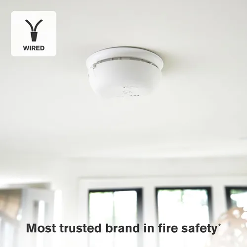 Miniatura 4 de First Alert SMICO105-AC, Alarma Combinación cableada de interconexión para humo y monóxido de carbono con respaldo de batería de 10 años, paquete