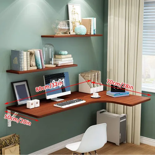 Miniatura 2 de Mesa esquinera plegable multifuncional para ordenador, mesa de comedor flotante, banco de trabajo, para cocina, baño, balcón, 10 tamaños