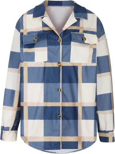 Miniatura 5 de Chaqueta de franela a cuadros para mujer, manga larga, mezcla de lana, chaquetas de otoño con botones en el pecho, bolsillos en el pecho, trajes