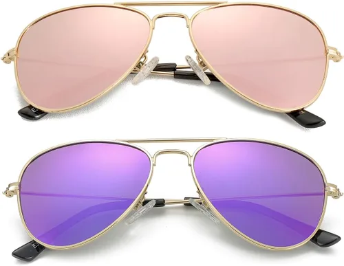 Miniatura 153 de Gleyemor Lentes de sol polarizados estilo aviador para niños y niñas, jóvenes, adolescentes, dos tamaños de 1.969 in y 2.047 in