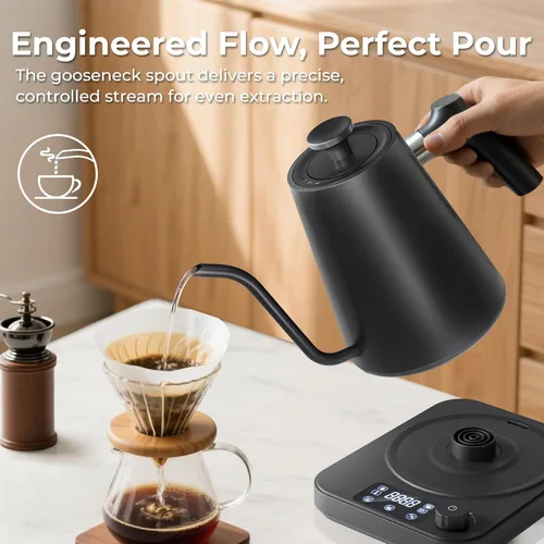Miniatura 6 de Hervidor eléctrico de cuello de cisne, control de precisión de ±1 °F, ajuste de altitud inteligente, mantiene el calor 24 horas, memoria automática