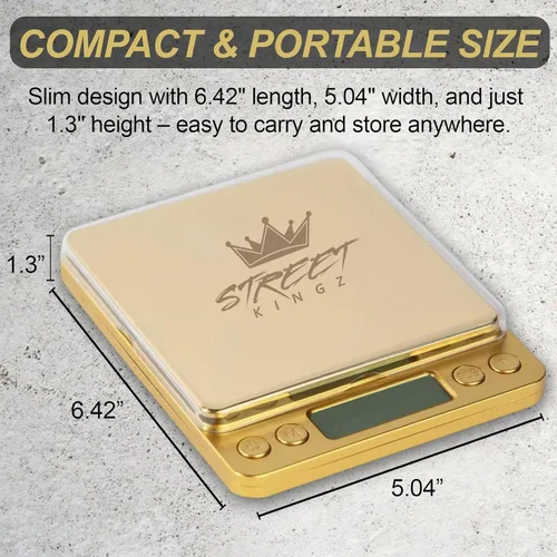 Miniatura 5 de Street Kingz Gold - Báscula digital para joyería, báscula de alimentos de alta precisión de 17.64 oz con conversión de unidades múltiples y conteo