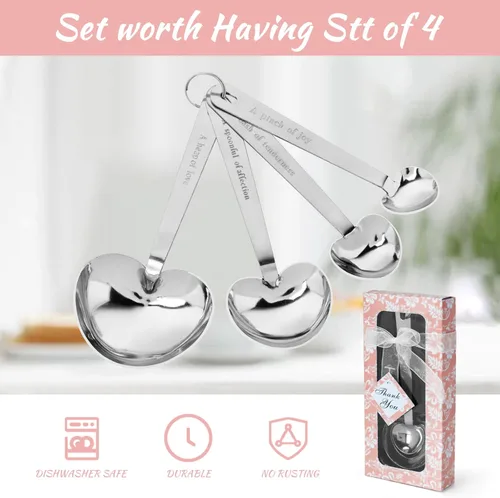 Miniatura 3 de Paquete de 50 cucharas medidoras en forma de corazón, recuerdos de boda a granel para invitados, regalos de baby shower para invitados, despedidas