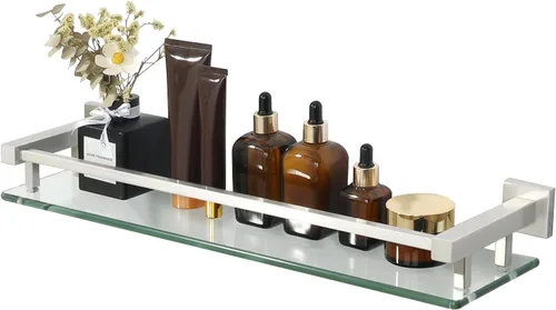 Miniatura 9 de Alise Estantes de baño, estante de vidrio cromado pulido para baño, estantes flotantes modernos, 20 pulgadas Cromo pulido