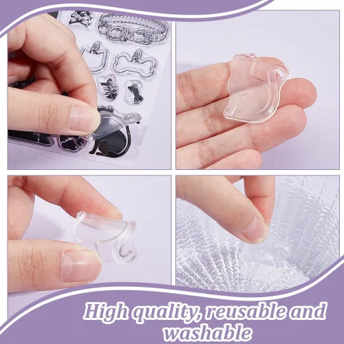 Miniatura 3 de INFUNLY Sellos Transparentes de Mascotas para Hacer Tarjetas, Sellos de Silicona Transparente Perro + Gato, Sellos de Goma para DIY, Álbum