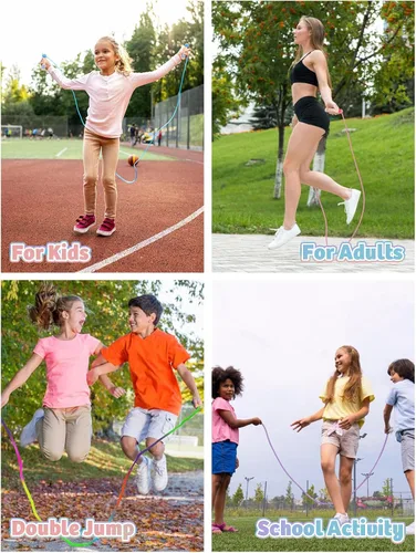 Miniatura 7 de Cuerda de Saltar para Niños, Lorvain Cuerda de Saltar Ajustable, Cuerdas de Saltar para Niños con Mango de Madera para Niñas y Niños, Cuerdas