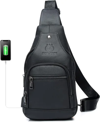 Miniatura 136 de LUKZIJAES Bolso bandolera de cuero genuino para hombre