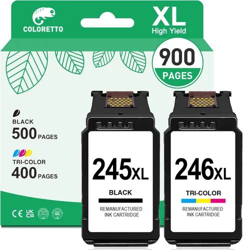 COLORETTO 245xl - Cartucho de tinta de repuesto para Canon 245xl 246xl Combo Pack, PG-245XL CL-246XL para tinta Canon 245 y 246 para impresora TS202