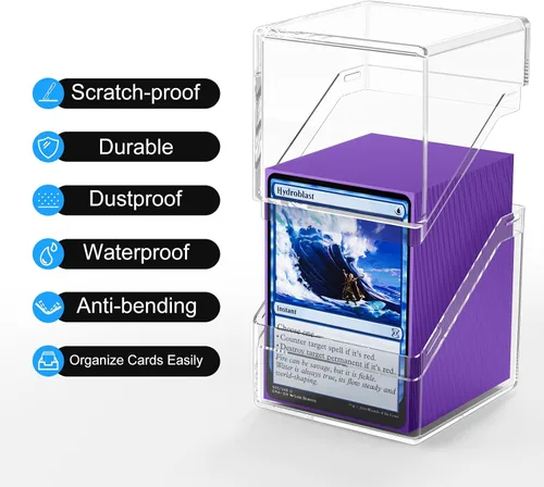 Miniatura 3 de YSCare Funda para cartas con 100 fundas para tarjetas y divisor, caja de almacenamiento estándar transparente para tarjetas de Commander, ajuste
