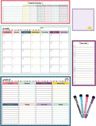 Miniatura 5 de Juego de calendario magnético de borrado en seco en blanco y negro