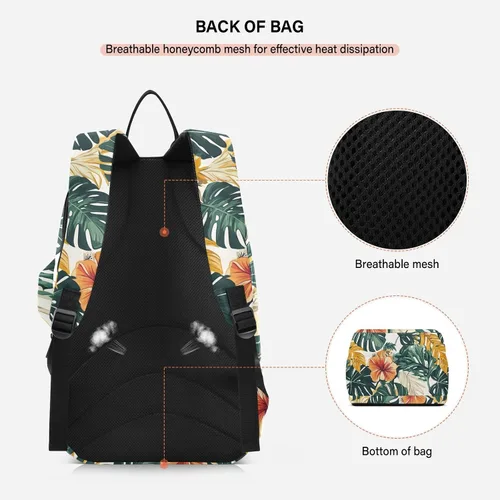 Miniatura 4 de Unisex Tennis Bag Lightweight Tropical Style Green Leaves Red Flower Zipper Tennis Bag Gym Bag for Women, Men, Teenagers raquetas de tenis