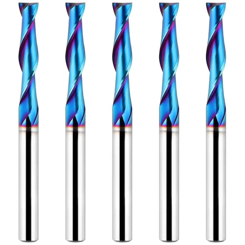 Miniatura 24 de EANOSIC 5 brocas de compresión en espiral de 1/4 pulgadas, longitud de corte de 1-1/4 pulgadas, extralargas de 3 pulgadas, fresadora CNC de carburo