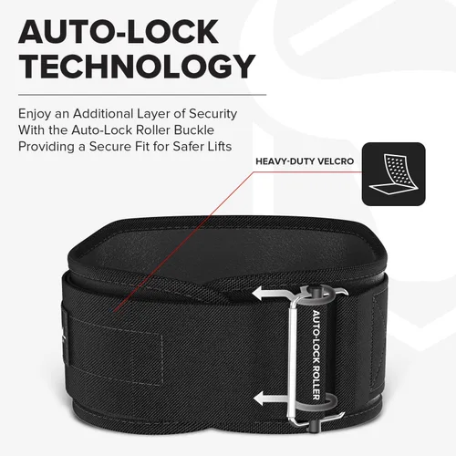 Miniatura 3 de Cinturón para levantamiento de pesas para hombres y mujeres - Soporte de espalda con bloqueo automático de 6 pulgadas, soporte de espalda para Negro