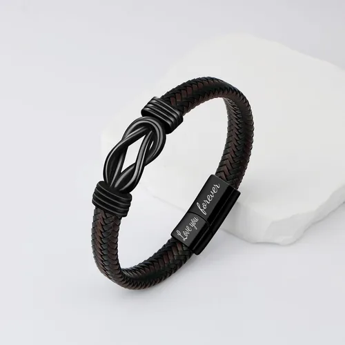 Miniatura 6 de Pulsera de cuero trenzado para hombre, regalo para hombres, marido, novio, papá, hijo, nieto, hermano, cumpleaños, día del padre, aniversario