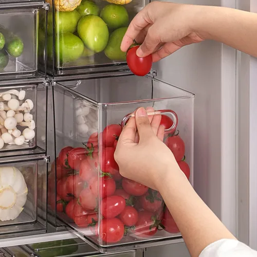 Miniatura 9 de LALASTAR Paquete de 2 organizadores de refrigerador con cajón extraíble, organizador apilable para congelador, organización y almacenamiento