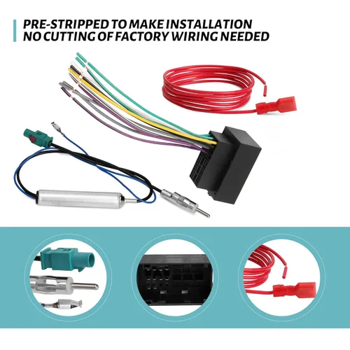 Miniatura 3 de BASIKER Kit combinado de mazo de cables de radio estéreo para automóvil y adaptador de antena para instalar una radio del mercado de accesorios