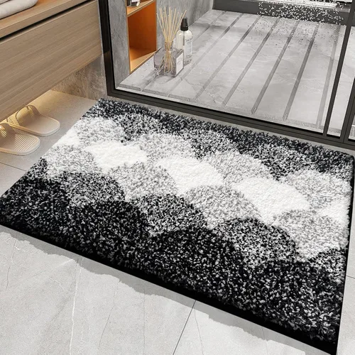 Miniatura 8 de Tapetes para baño, gruesos y absorbentes, antideslizantes, suaves y peludos, lavables a máquina (16 x 24 pulgadas, gris)