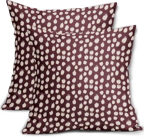 Miniatura 92 de Fundas de almohada marrón y blancas de 18 x 18 pulgadas, juego de 2 almohadas boho grises con lunares, fundas de almohada modernas estampadas