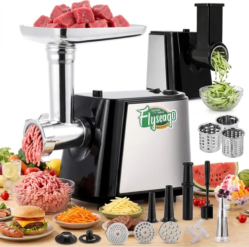 Picadora de carne eléctrica, rallador de queso, 3000 W, multifuncional, con exprimidor, cortador de verduras, cortador de verduras, trituradora,