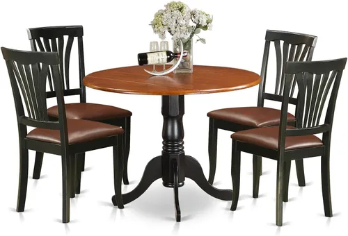 Miniatura 14 de East West Furniture DLAV5-OAK-C - Juego de mesa y sillas de cocina de 5 piezas, incluye una mesa de comedor redonda con gotas y 4 sillas de comedor